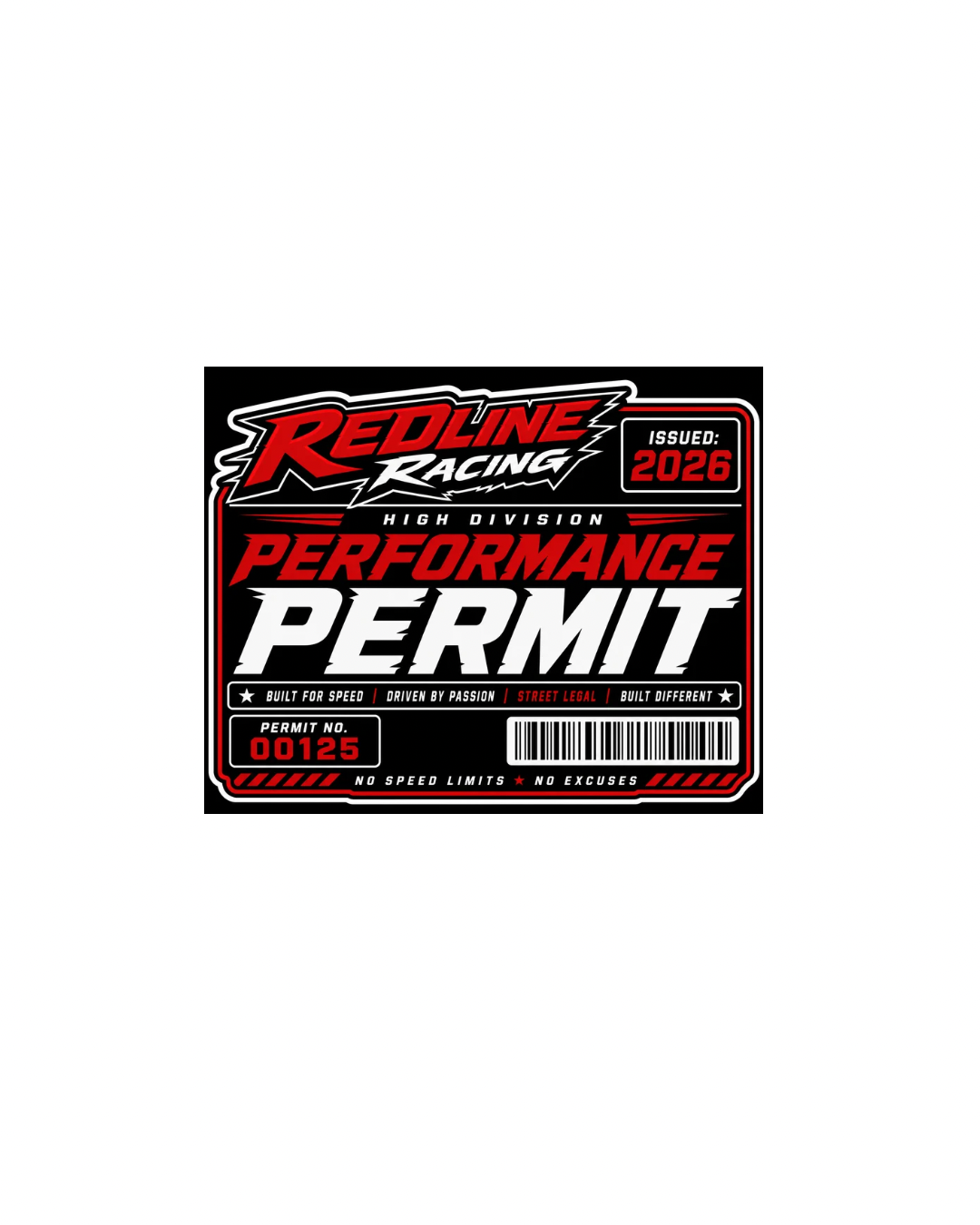 REDLINE RACING PERMIT STICKER